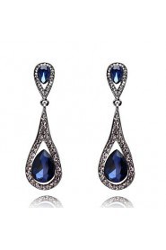 4 Color Available Drops Shape Cubic Zrconia Crystal Drop Earrings Jewelry for Lady(1.9*6.2cm)