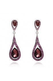 4 Color Available Drops Shape Cubic Zrconia Crystal Drop Earrings Jewelry for Lady(1.9*6.2cm)