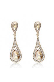 4 Color Available Drops Shape Cubic Zrconia Crystal Drop Earrings Jewelry for Lady(1.9*6.2cm)