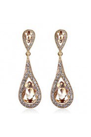 4 Color Available Drops Shape Cubic Zrconia Crystal Drop Earrings Jewelry for Lady(1.9*6.2cm)