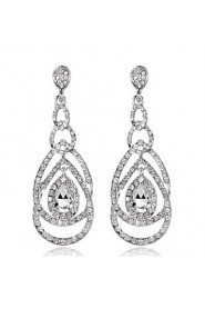 4 Color Available Drops Shape Cubic Zrconia Crystal Drop Earrings Jewelry for Lady(2.2*6.3cm)