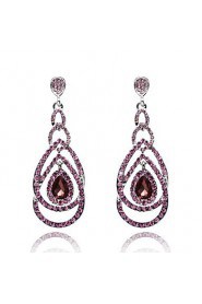 4 Color Available Drops Shape Cubic Zrconia Crystal Drop Earrings Jewelry for Lady(2.2*6.3cm)