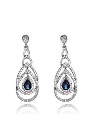 4 Color Available Drops Shape Cubic Zrconia Crystal Drop Earrings Jewelry for Lady(2.2*6.3cm)