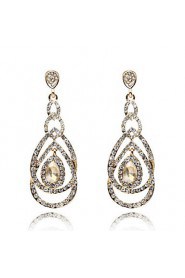 4 Color Available Drops Shape Cubic Zrconia Crystal Drop Earrings Jewelry for Lady(2.2*6.3cm)