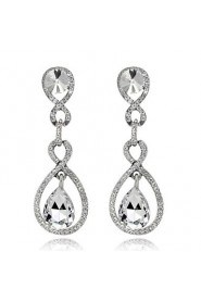 4 Color Available Drops Shape Cubic Zrconia Crystal Drop Earrings Jewelry for Lady(1.7*5.3cm)