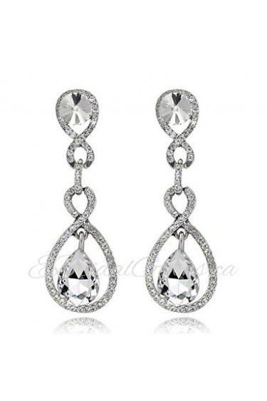 4 Color Available Drops Shape Cubic Zrconia Crystal Drop Earrings Jewelry for Lady(1.7*5.3cm)