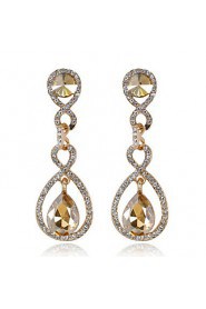 4 Color Available Drops Shape Cubic Zrconia Crystal Drop Earrings Jewelry for Lady(1.7*5.3cm)