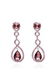 4 Color Available Drops Shape Cubic Zrconia Crystal Drop Earrings Jewelry for Lady(1.7*5.3cm)