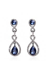 4 Color Available Drops Shape Cubic Zrconia Crystal Drop Earrings Jewelry for Lady(1.7*5.3cm)