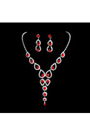 Beautiful Alloy Wedding/Party Jewelry Set With Rhinestone Red