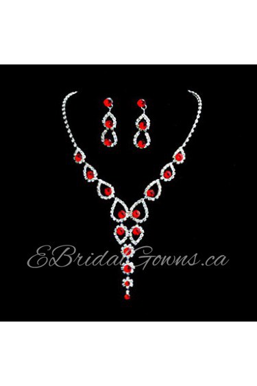 Beautiful Alloy Wedding/Party Jewelry Set With Rhinestone Red