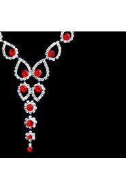 Beautiful Alloy Wedding/Party Jewelry Set With Rhinestone Red