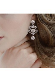 Vintage Party Wedding Princess Birde Crown Rhinestone Crystal Drop Silver Earring