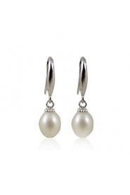 Charming 925 Sterling Silver Pearl Drop Earrings