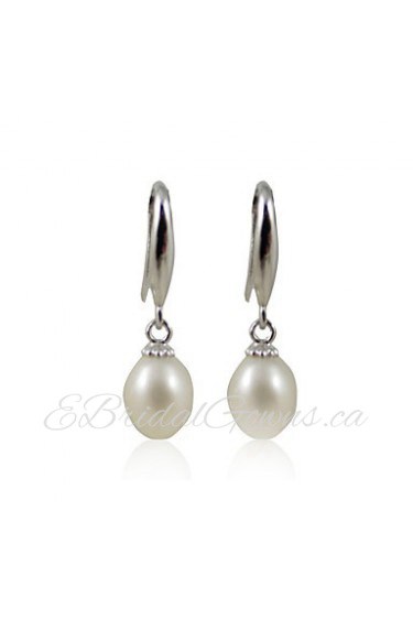 Charming 925 Sterling Silver Pearl Drop Earrings