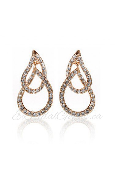 18K Gold Plated Clear Rhinestone & Crystal Fashion Earrings