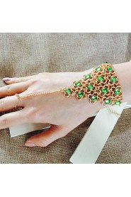 Luxury Green Crystal Retro Punk Metal Scales Bracelet