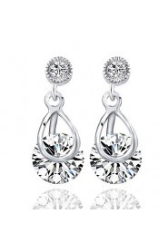 Inlay Zircon Crystal Female Korean Long Section Of Silver Dandelion Earrings