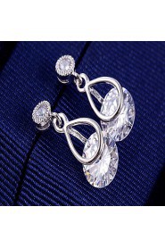 Inlay Zircon Crystal Female Korean Long Section Of Silver Dandelion Earrings