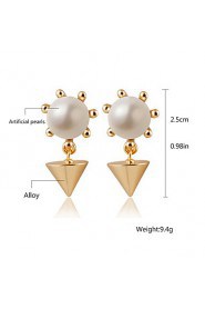 Pyramidal Geometry Pearl Earring High-grade Metal Jewelry