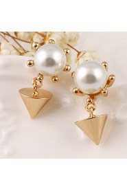 Pyramidal Geometry Pearl Earring High-grade Metal Jewelry