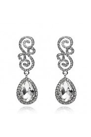 White Drops Shape Cubic Zrconia Crystal Drop Earrings Jewelry for Lady