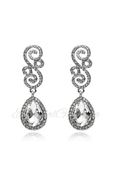 White Drops Shape Cubic Zrconia Crystal Drop Earrings Jewelry for Lady