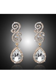 White Drops Shape Cubic Zrconia Crystal Drop Earrings Jewelry for Lady