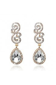 White Drops Shape Cubic Zrconia Crystal Drop Earrings Jewelry for Lady