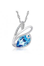 925 Sterling Silver Chain Cute Zircon Rabbit Pendant Charm Bunny Necklace Blue Rhinestone Elegant Women Colorful Jewelry