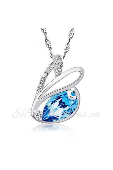 925 Sterling Silver Chain Cute Zircon Rabbit Pendant Charm Bunny Necklace Blue Rhinestone Elegant Women Colorful Jewelry