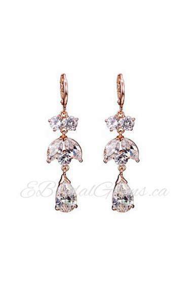 AZircon 18k Gold/Silver Drop Earrings