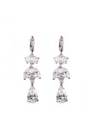 AZircon 18k Gold/Silver Drop Earrings