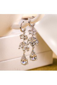 AZircon 18k Gold/Silver Drop Earrings