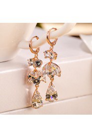 AZircon 18k Gold/Silver Drop Earrings