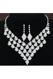 Women's Shiny Luxury Geometric Rhinestone Bridal Sets Bridal Accessories Necklace Earrings Set Wedding Party Gift