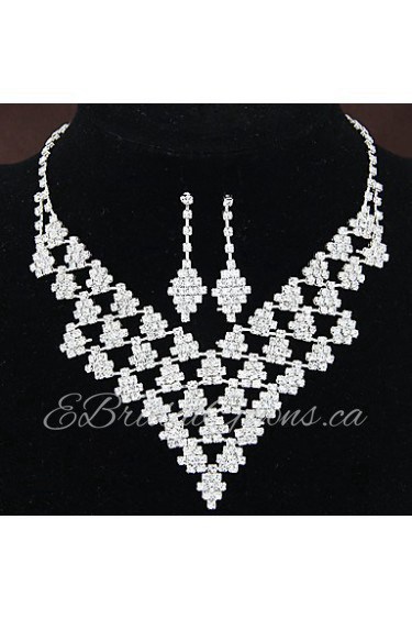 Women's Shiny Luxury Geometric Rhinestone Bridal Sets Bridal Accessories Necklace Earrings Set Wedding Party Gift