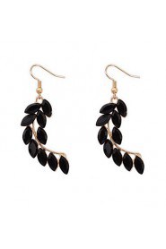 Hot Sale Bohemian Vintage Silver Leaf Feather Big Drop Earrings Women New Fashion Long Earrings