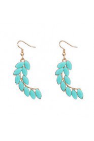 Hot Sale Bohemian Vintage Silver Leaf Feather Big Drop Earrings Women New Fashion Long Earrings