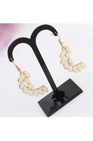 Hot Sale Bohemian Vintage Silver Leaf Feather Big Drop Earrings Women New Fashion Long Earrings