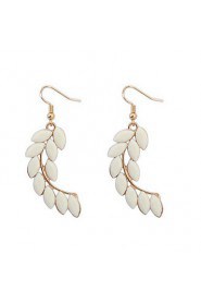 Hot Sale Bohemian Vintage Silver Leaf Feather Big Drop Earrings Women New Fashion Long Earrings