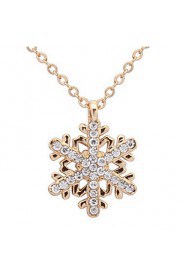 Fashion Gold Rhinestone Snowflake Pendant Long Chian Necklace Sweater Chain Necklace Pendant