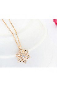 Fashion Gold Rhinestone Snowflake Pendant Long Chian Necklace Sweater Chain Necklace Pendant