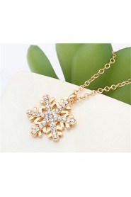 Fashion Gold Rhinestone Snowflake Pendant Long Chian Necklace Sweater Chain Necklace Pendant