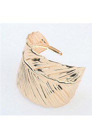 New Fashion Bangle Wide Cuff Opened Gold Metal 18K Gold Plated Leaf Bracelet for Women