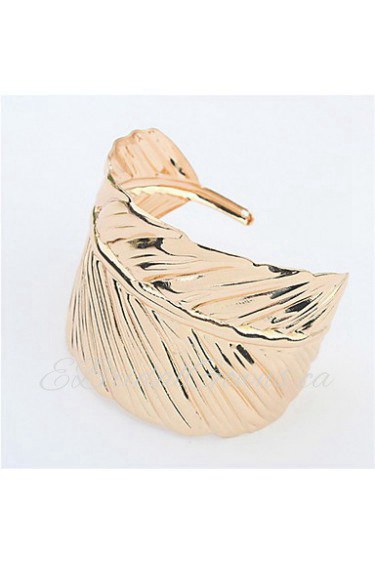 New Fashion Bangle Wide Cuff Opened Gold Metal 18K Gold Plated Leaf Bracelet for Women