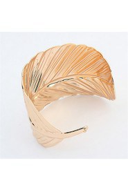 New Fashion Bangle Wide Cuff Opened Gold Metal 18K Gold Plated Leaf Bracelet for Women