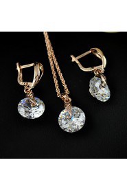 Women's fanshion Jewelry set of high-end fashion zircon earrings necklace set super flash large zircon