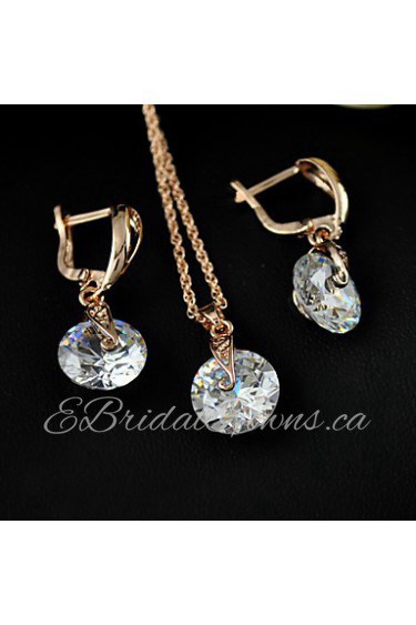 Women's fanshion Jewelry set of high-end fashion zircon earrings necklace set super flash large zircon