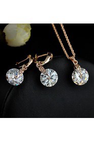 Women's fanshion Jewelry set of high-end fashion zircon earrings necklace set super flash large zircon